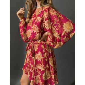 FLYING TOMATO SZ L red berry the one that got away  woven mini dress NWT B86